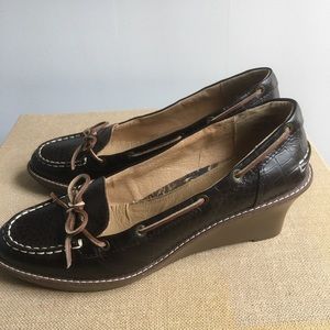 Size10/ Sherry Topsiders w/ wedge heel/ brown